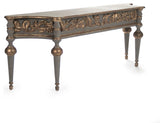 Adrian Table, Olive Gray, Gold Leaf Details