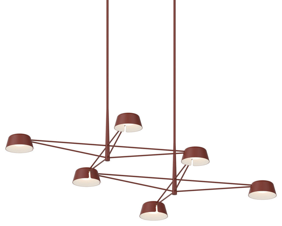 Sonneman 2036.73 Ray 68"W LED Linear Chandelier - Oxide Red / Opal White