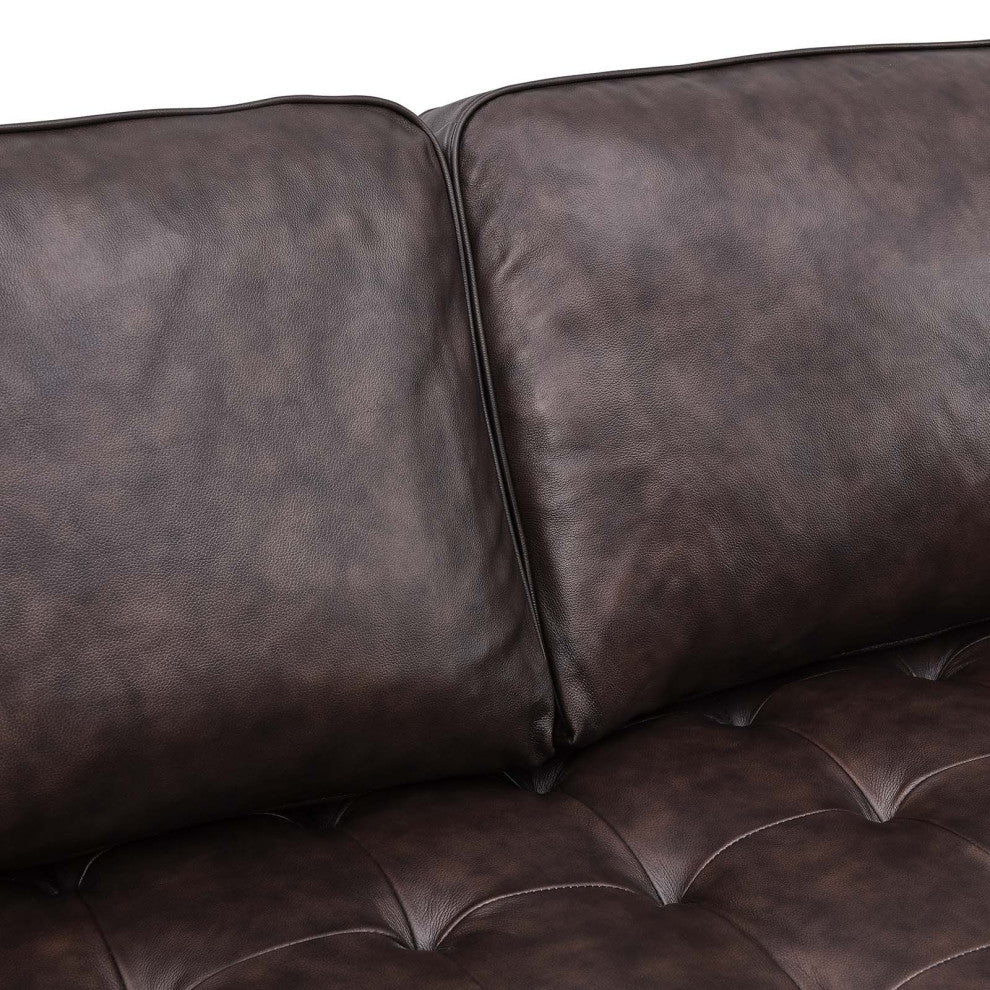 Valour 98" Leather Sectional Sofa, Brown