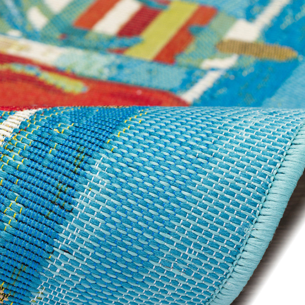 Esencia Flip Flops Forever Indoor/Outdoor Mat Blue 2'x2'10"