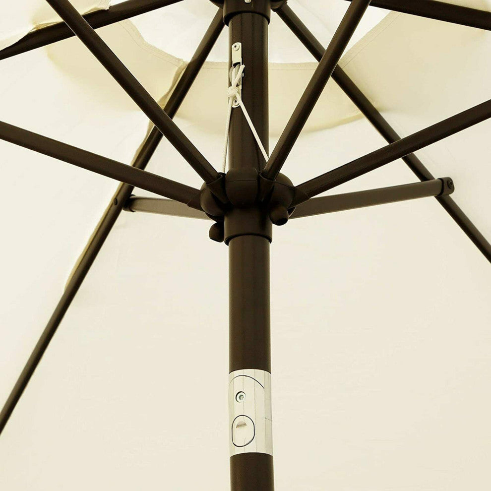 8' Outdoor Patio Steel Market Umbrella With Push Button Tilt and Crank, White