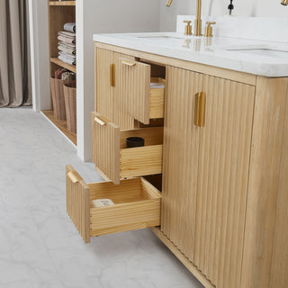 Vinnova Cadiz Bath Vanity, Composite Stone Top, Washed Ash Grey, 72", With Mirror