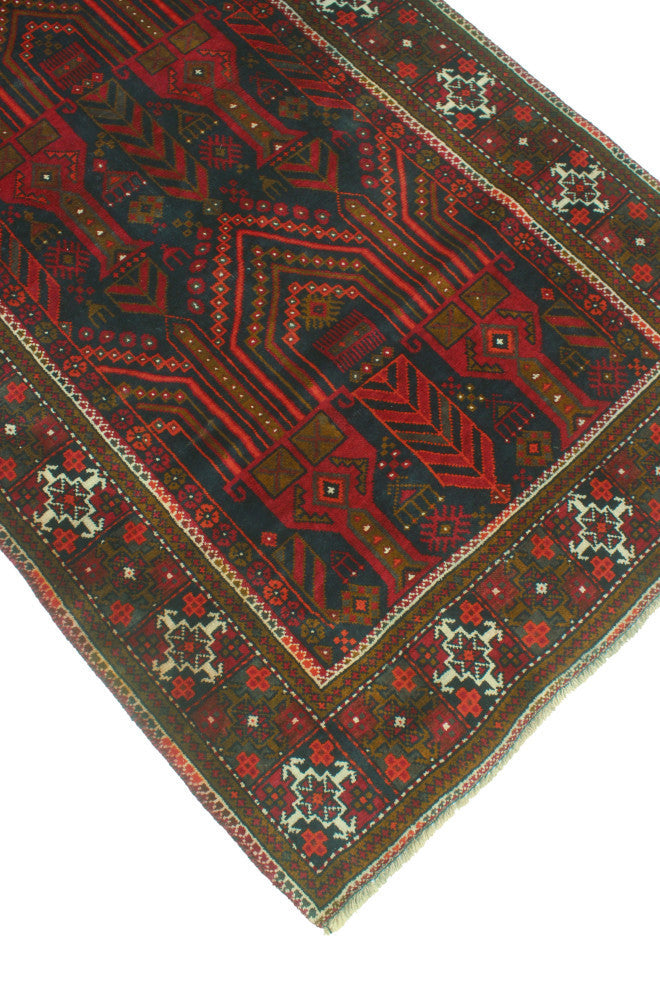 Fine Vintage Distressed Ronda Charcoal/Red Runner, 3'4x6'6