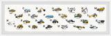 "Vehicle Alphabet" Framed Painting Print, 45x15