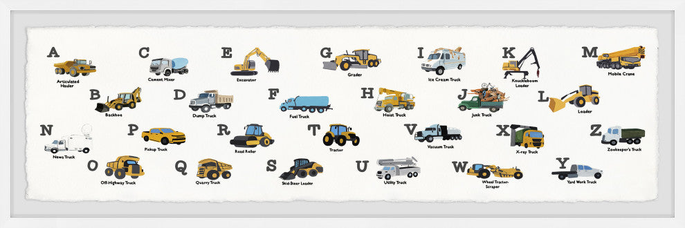 "Vehicle Alphabet" Framed Painting Print, 45x15