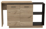 Aspen Kitchen Island with 2 Open Shelves and Drawer, Black/ Light Oak