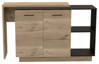 Aspen Kitchen Island with 2 Open Shelves and Drawer, Black/ Light Oak