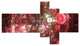 Red Spherical Planet Bubbles, Abstract Canvas Art Print, 60"x32", 5 panels