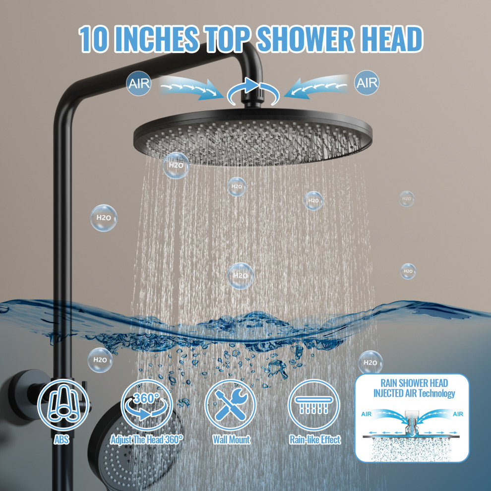 Exposed 4-Function Thermostatic Shower System with Spray Gun and Tub Spout, Matte Black