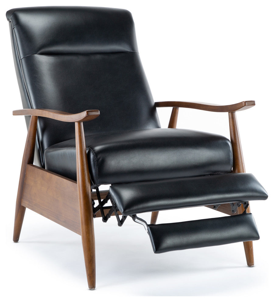 Solaris Wood Arm Push Back Recliner, Black