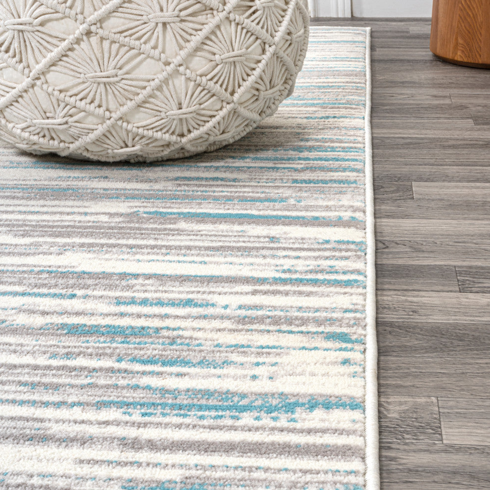Speer Abstract Linear Stripe Gray/Blue 4'x6' Area Rug