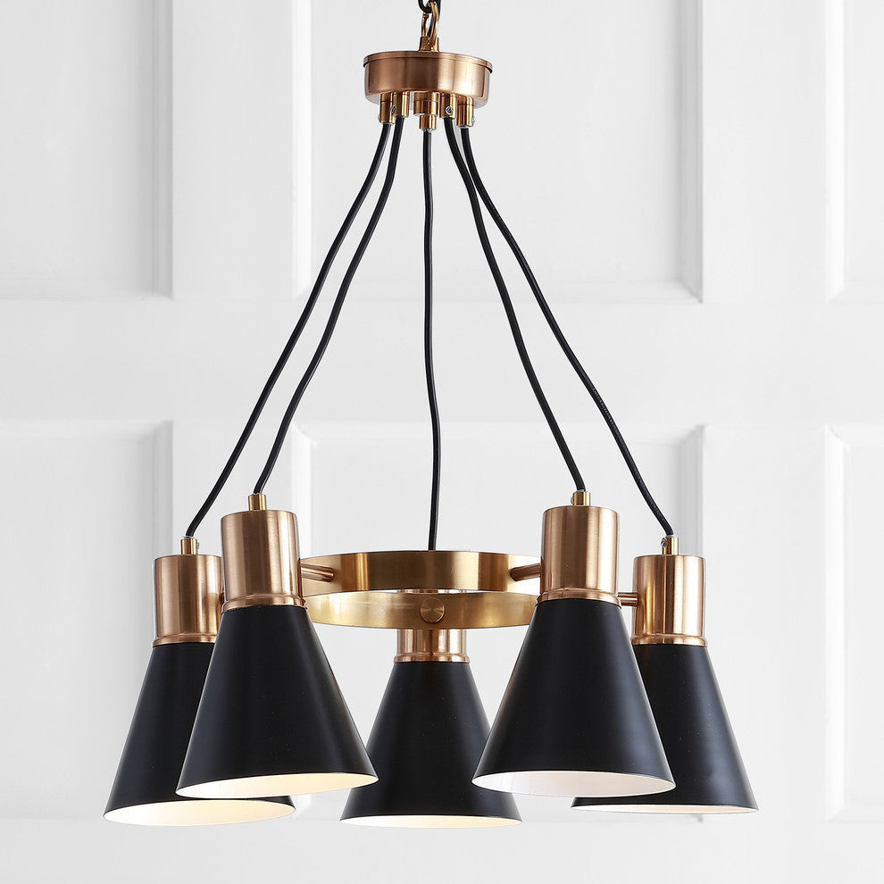 Apollo 3-Light Adjustable LED Task Pendant Lamp, Black/Brass Gold, 5-Light(s)