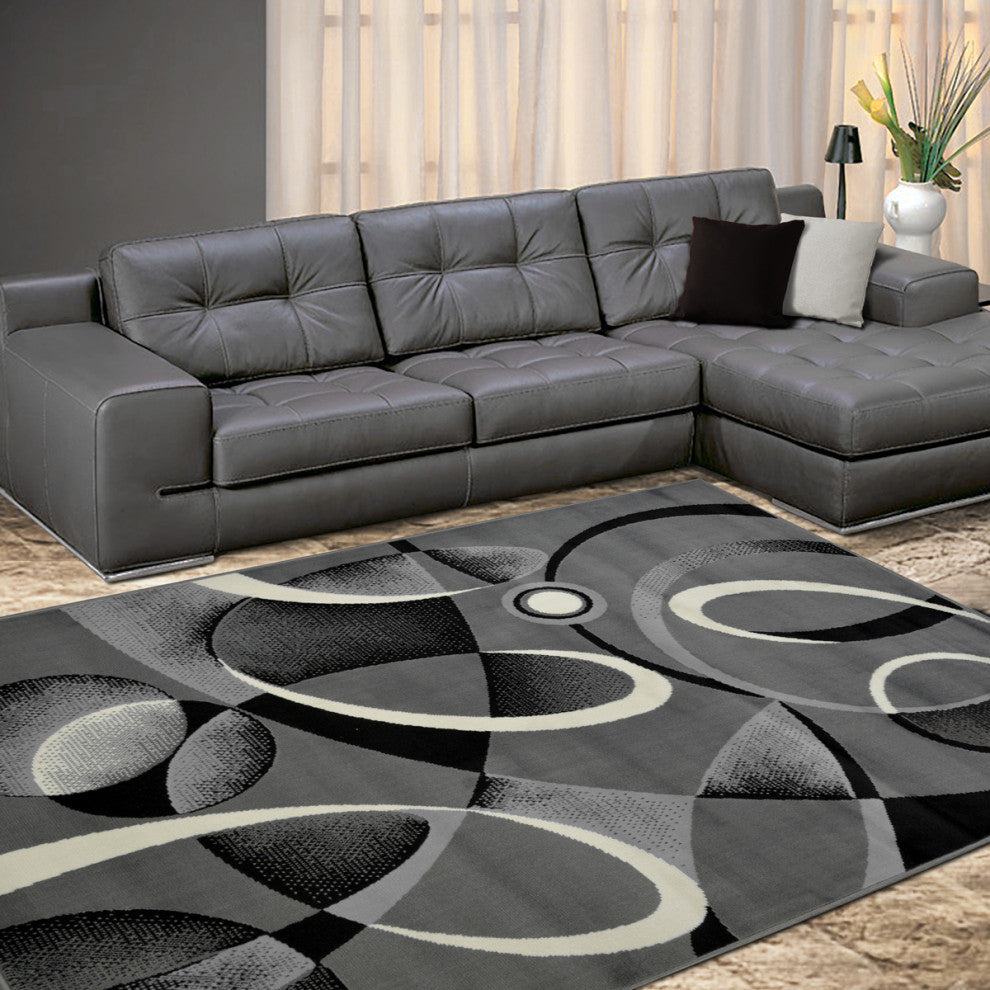 Modern Accent Rug, Gray, 7'0"x5'2"