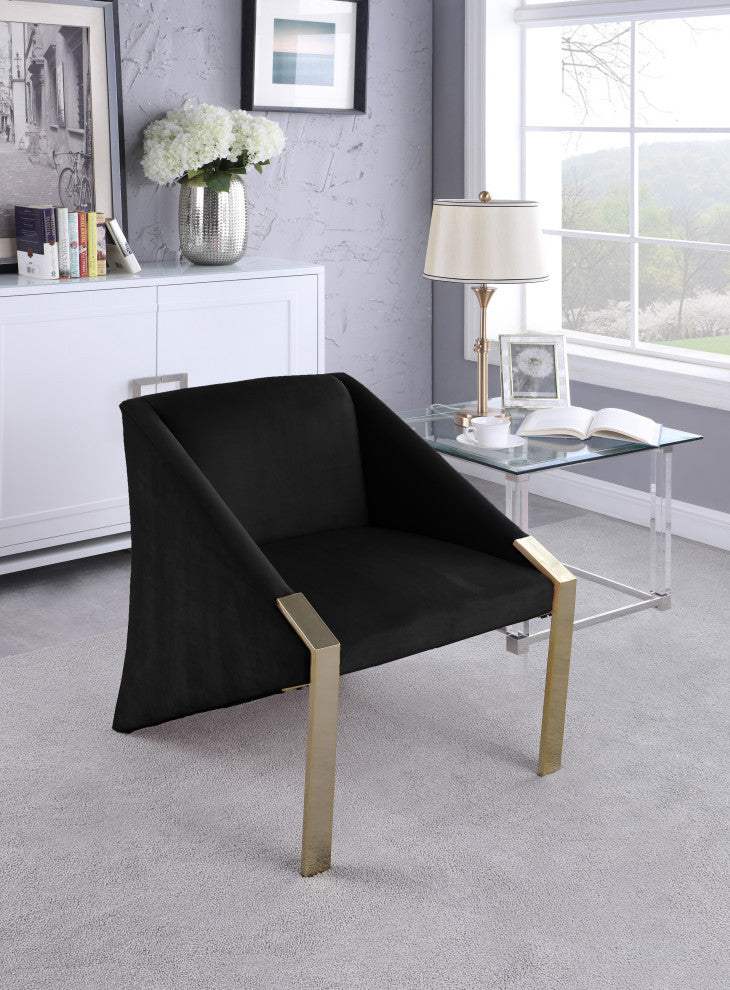 Rivet Velvet Upholstered Accent Chair, Black