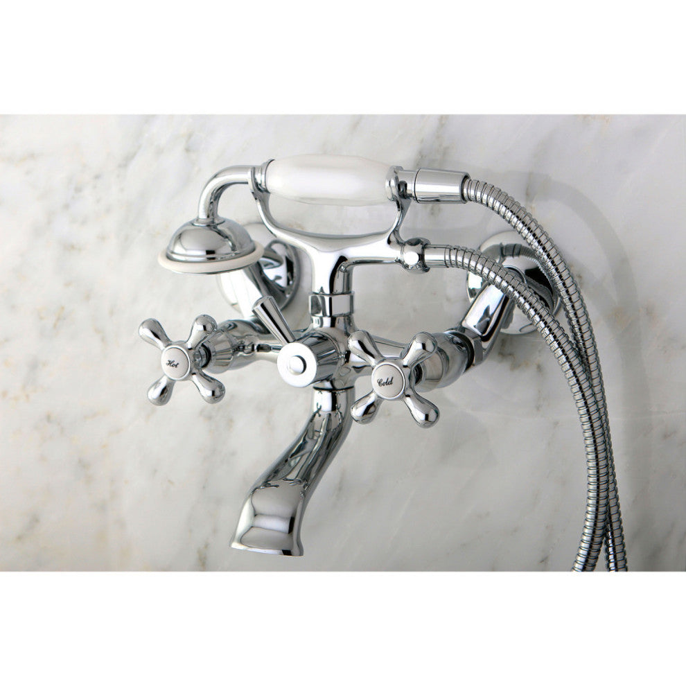 Kingston Brass 6" Adjustable Wall Mount Clawfoot Tub Faucet, Polished Chrome