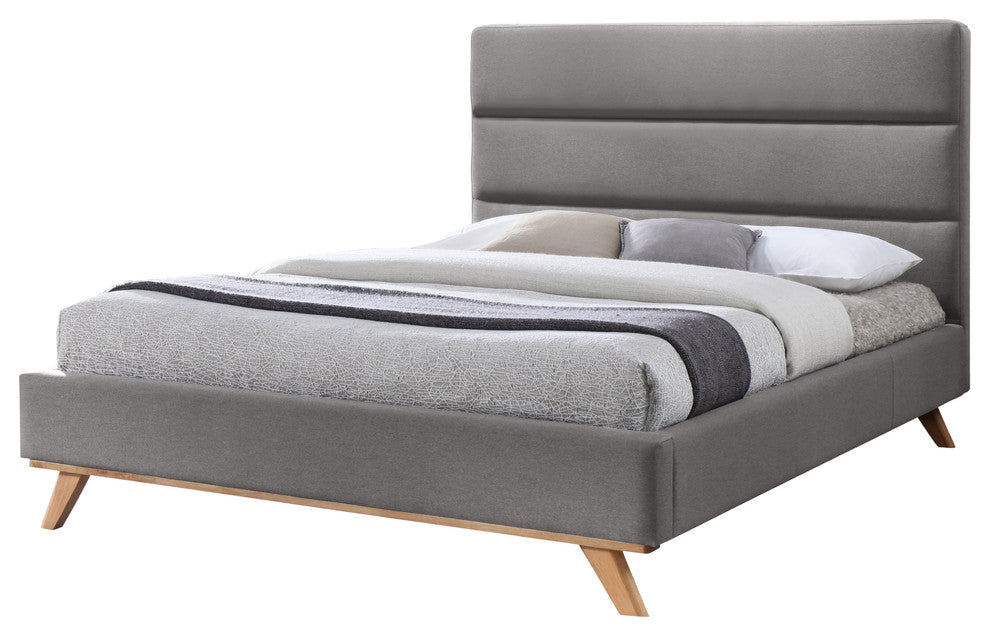 Kennedy Upholstered Platform Bed, Gray, Queen