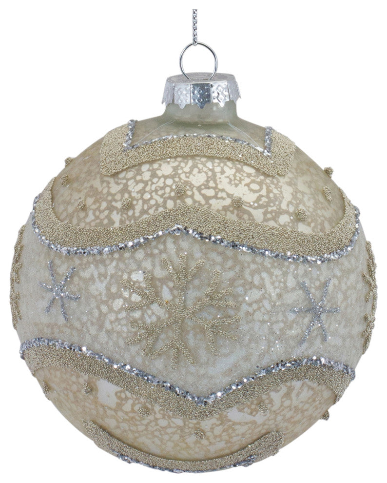 Snowflake Mercury Glass Ball Ornament, Set of 6