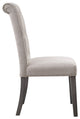 Yabeina Side Chair, Set of 2, Beige Linen and Gray