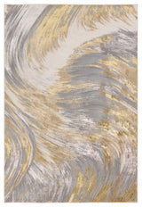 Zione Abstract Gold/ Gray Runner Rug 3'3"X12'