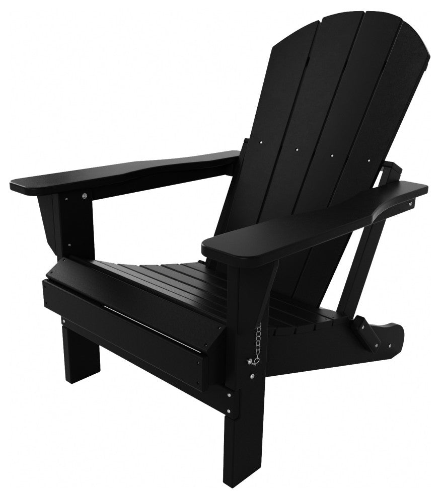 HDPE Outdoor Patio Folding Poly Adirondack Chair, Black