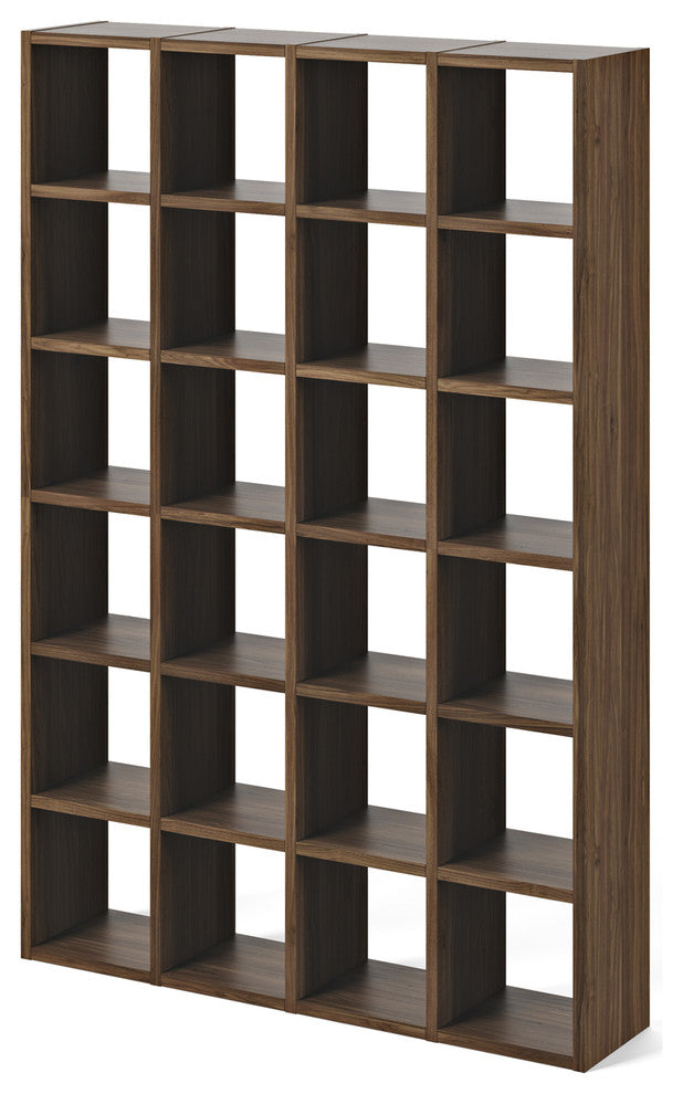 Modern Modular Large Bookcase & Display Shelves, Natural Walnut