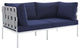 Harmony Sunbrellaï¿½ Outdoor Patio Aluminum Loveseat-Gray Navy