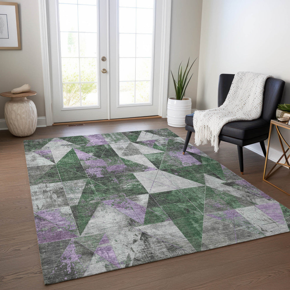 Machine Washable Indoor/Outdoor Chantille ACN1888 Emerald 8' x 10' Rug