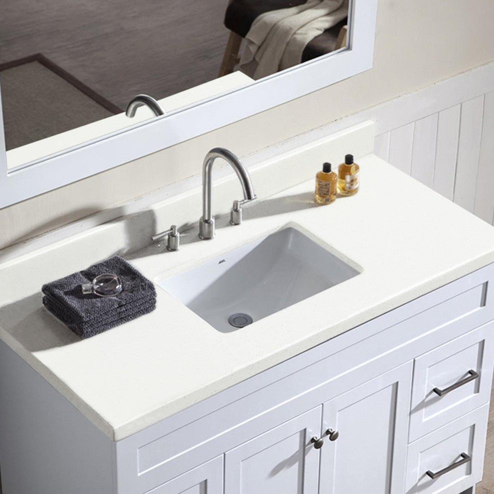 Hamlet 49" Single Sink Vanity Set, White, With Mirror, Quartz Countertop