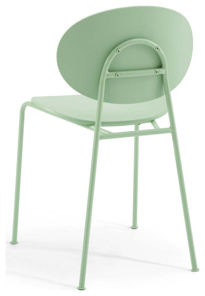 Side Dining Chair, Set of 2, Plastic, Metal, Green, Modern, Bistro Restaurant