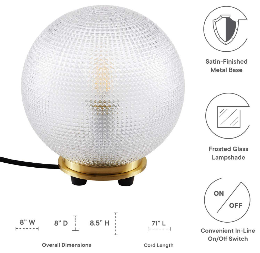 Table Lamp, Gold, Metal, Glass, Modern, Mid Century Cafe Bistro Hospitality