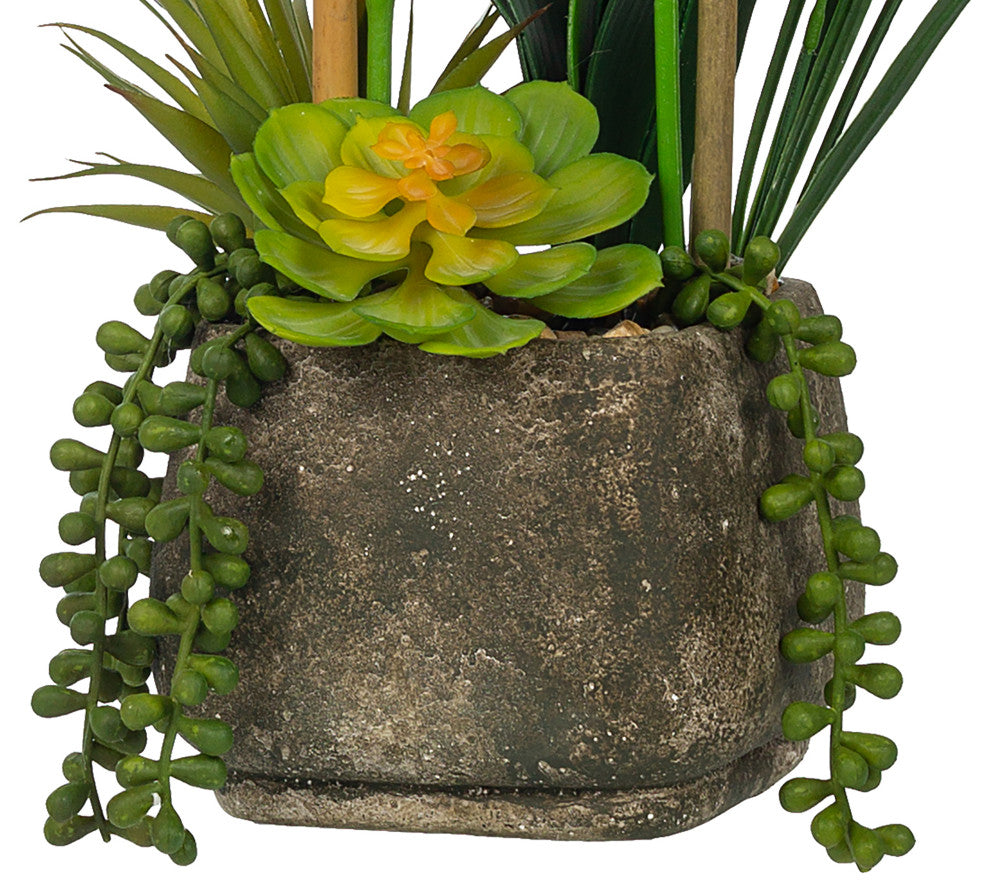 Artificial Phalaenopsis Orchids With Succulents Floral Arrangement, Pot