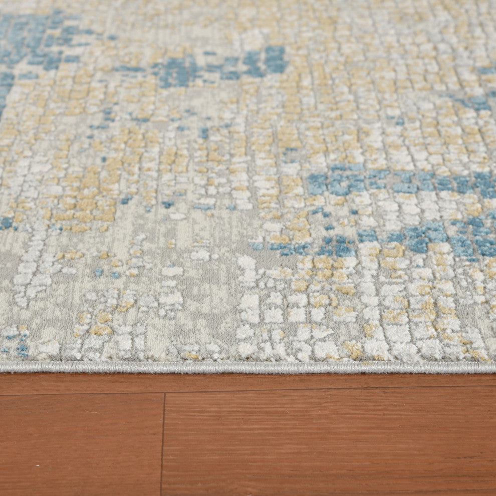 Haleena Stovall Light Blue Polyester Blend Area Rug, 7'6"x9'6"