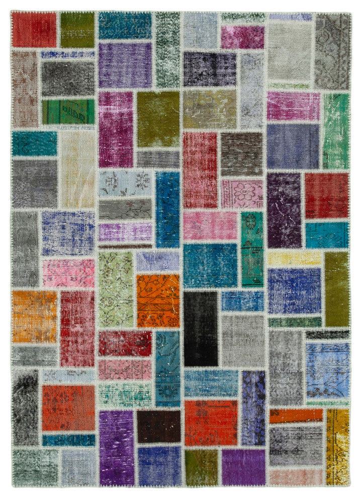 Rug N Carpet - Hand-Knotted Turkish 5' 8" x 7' 10" Vintage Patchwork Area Rug