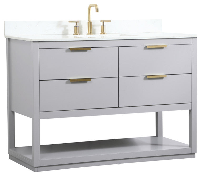 48" Single Bathroom Vanity, Gray, With Backsplash