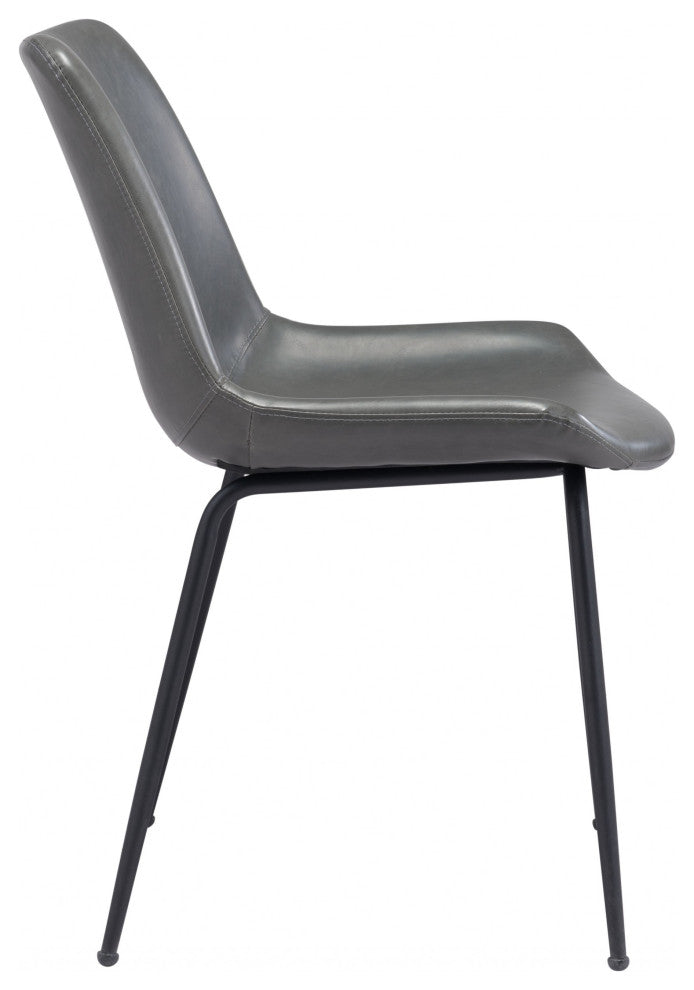 Set of Two Gray and Black Top Shelf Modern Rugged Dining Chairs