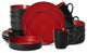 Stone Lain Albie Stoneware 20 Piece Dinnerware Set With Pasta Bowls, Red