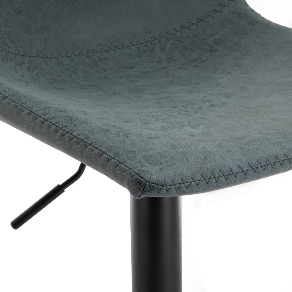 LeisureMod Tilbury Modern Adjustable Bar Stool With Footrest & 360-Degree Swivel