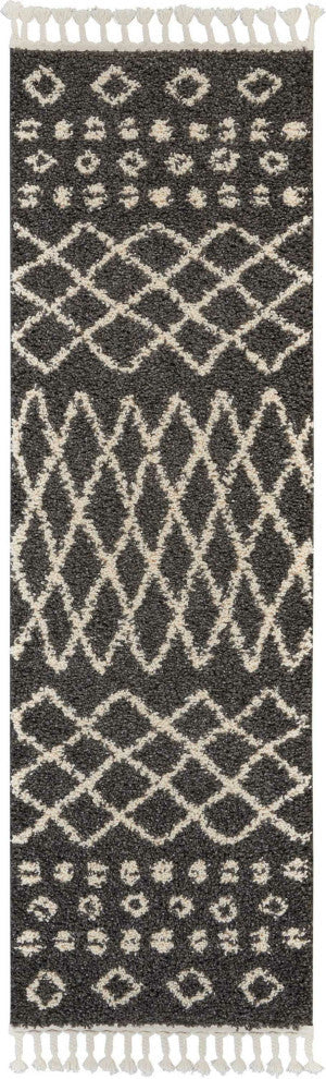 Nourison Marrakesh Shag MRK02 8' Runner Charcoal Rug