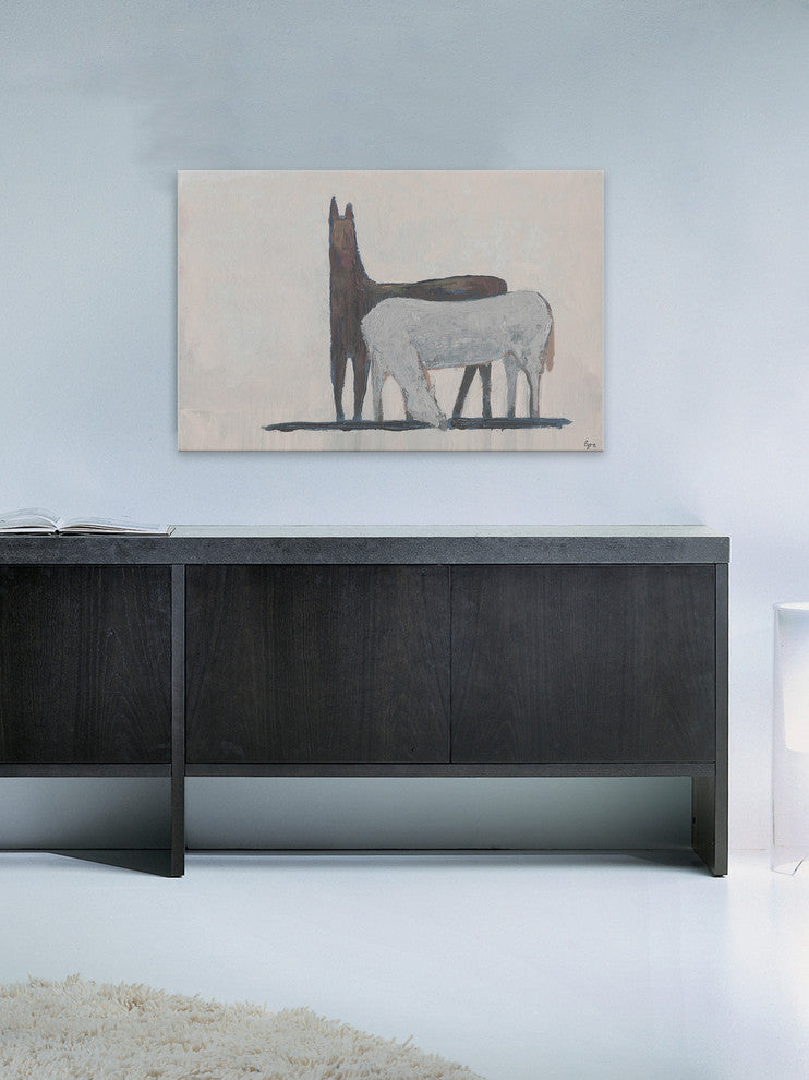 "Horse Friendship" Painting Print on Wrapped Canvas, 36"x24"