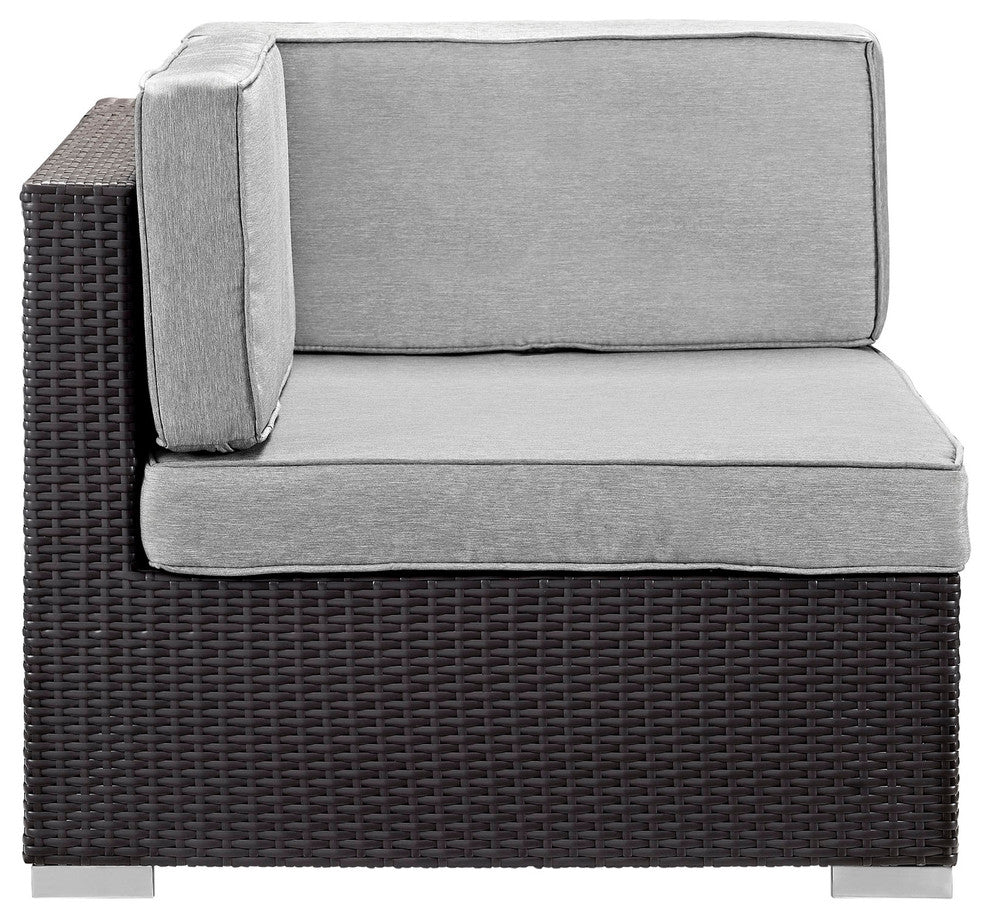 Modway Gather 6-Piece outdoor Patio Sectional Set, Espresso Gray