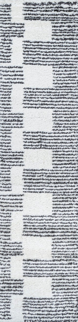 Petra Abstract Stripe Geometric Shag, White/Black, 2 X 8