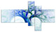 Blue Mystic Psychedelic Tree, Abstract Wall Art Canvas, 60"x32", 5 panels