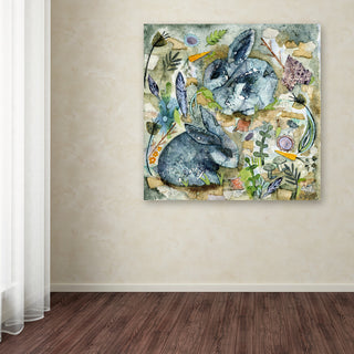 Wyanne 'Rainy Day Rabbits' Canvas Art, 35"x35"