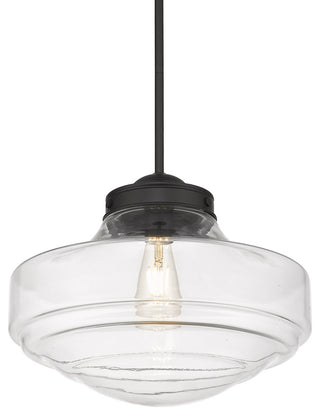 Golden Lighting 0508-L Ingalls 16"W Pendant - Matte Black / Clear
