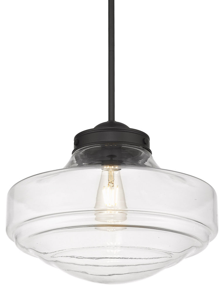 Golden Lighting 0508-L Ingalls 16"W Pendant - Matte Black / Clear