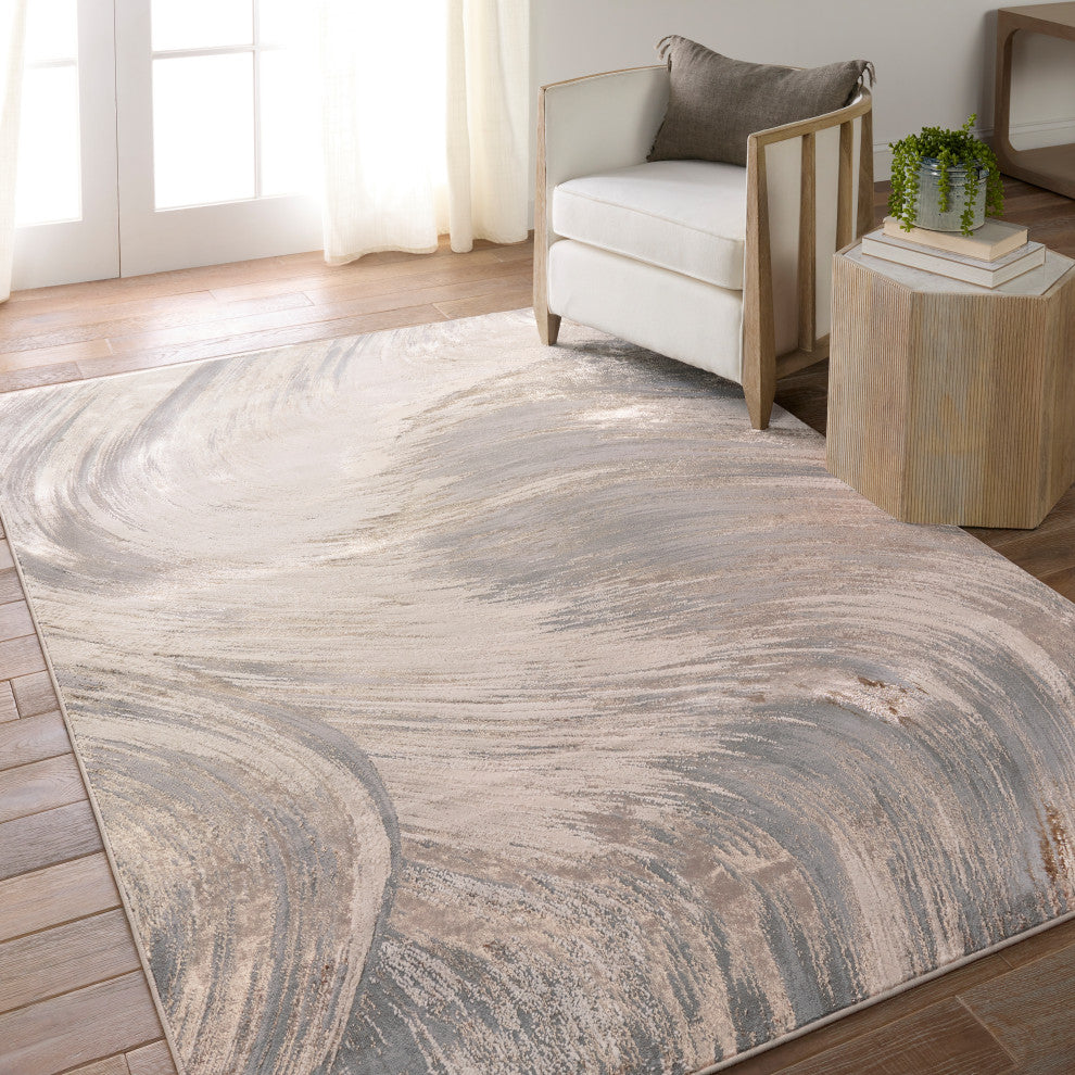 Zione Abstract Gray/ Brown Runner Rug 2'2"X8'