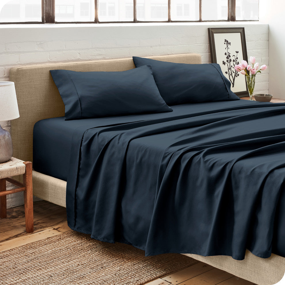 1800 Microfiber Sheet Set, Midnight Blue, Split King
