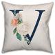 Floral Monogram V 18x18 Indoor/Outdoor Pillow