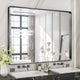 Metal Frame Decorative Rectangular Wall Mount Mirror, Black, 48"x36"
