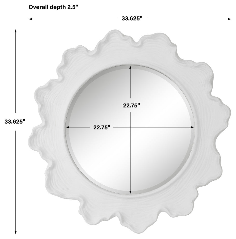 Uttermost Sea Coral White Round Mirror
